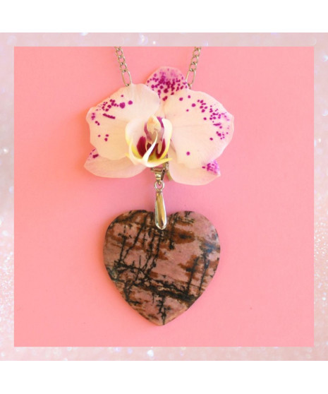Pendentif Cœur en Rhodonite