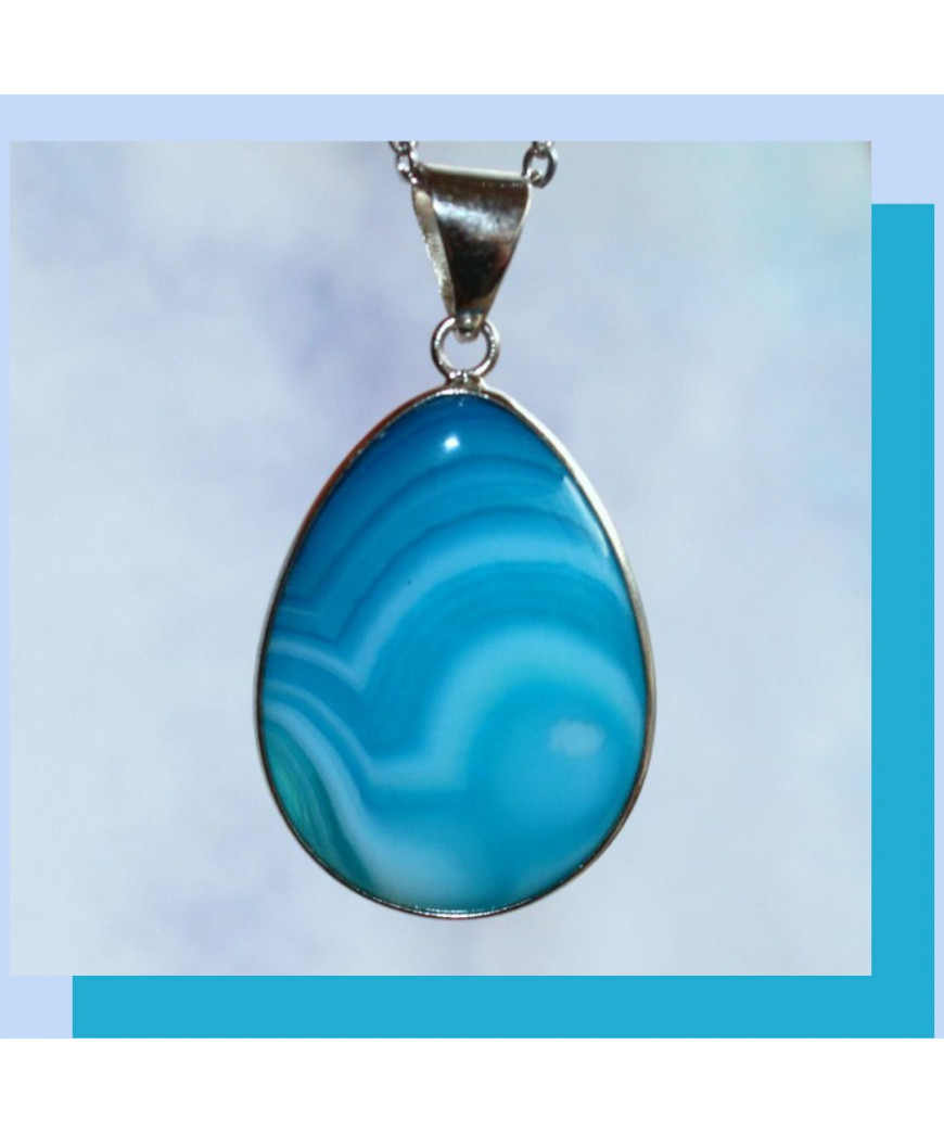 Pendentif Agate bleue