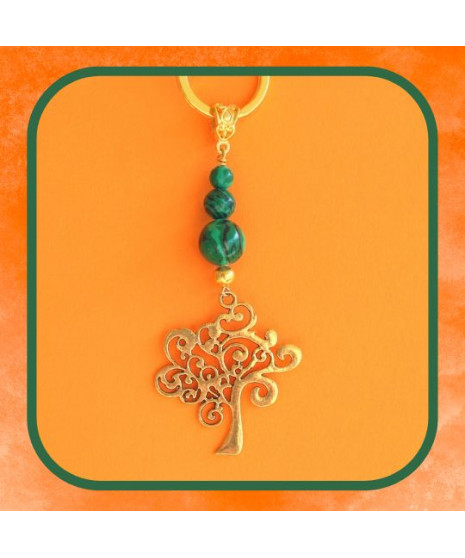 Porte-clefs Arbre de vie en Malachite