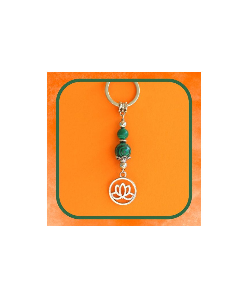 Porte-clefs Lotus en Malachite