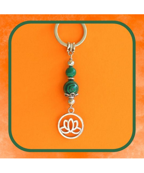 Porte-clefs Lotus en Malachite