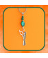 Porte-clefs Peigne et ciseaux en Malachite