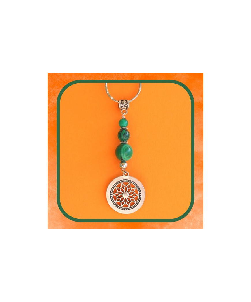 Porte-clefs Rosace en Malachite