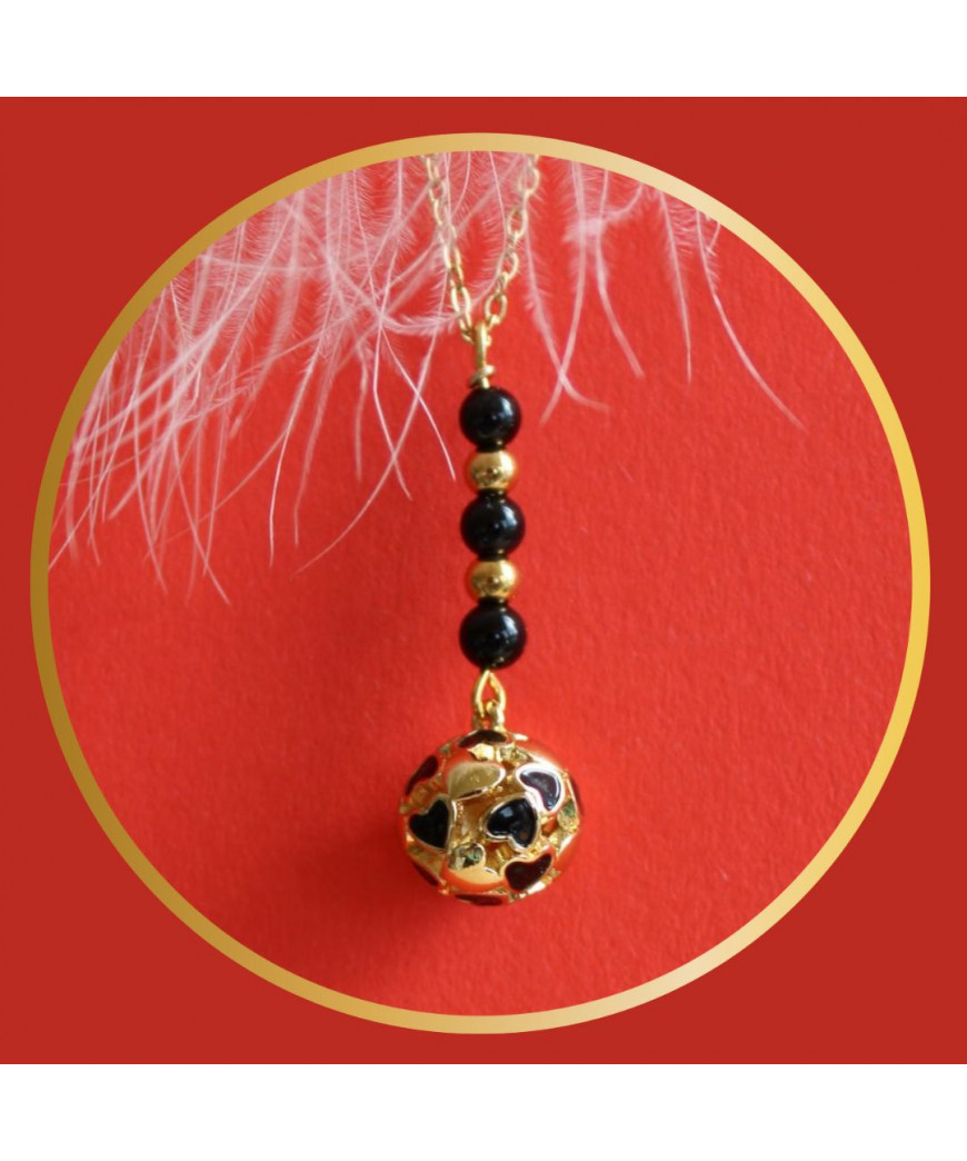 Pendentif Boule en Tourmaline noire