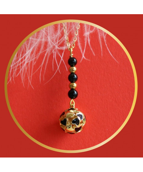 Pendentif Boule en Tourmaline noire