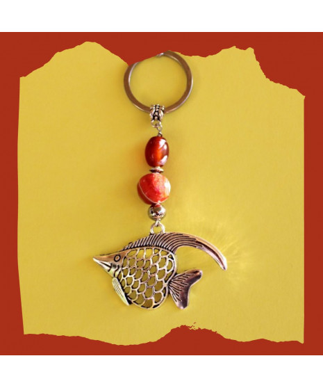 Porte-clefs poisson en Agate orange