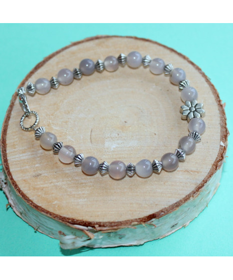 Bracelet Fleur en Agate grise