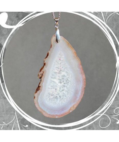 Pendentif Géode d'Agate blanche