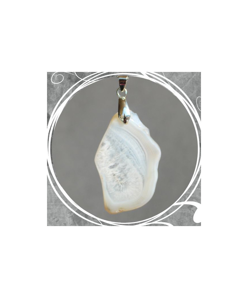 Pendentif Géode d'Agate blanche