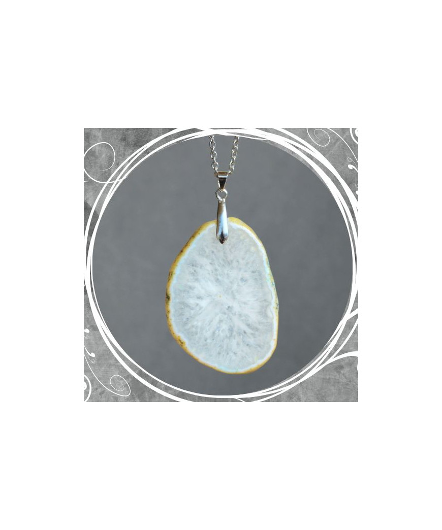 Pendentif Géode d'Agate blanche