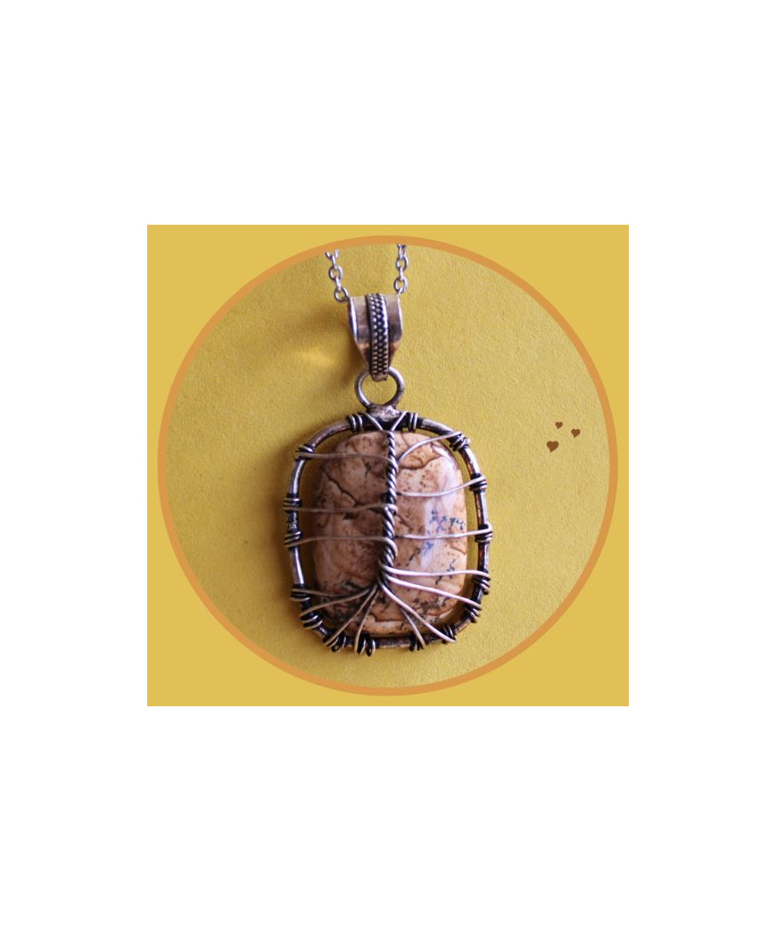 Pendentif tressé en Jaspe paysage