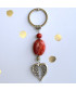 Porte-clefs Cœur en Agate rose-rouge