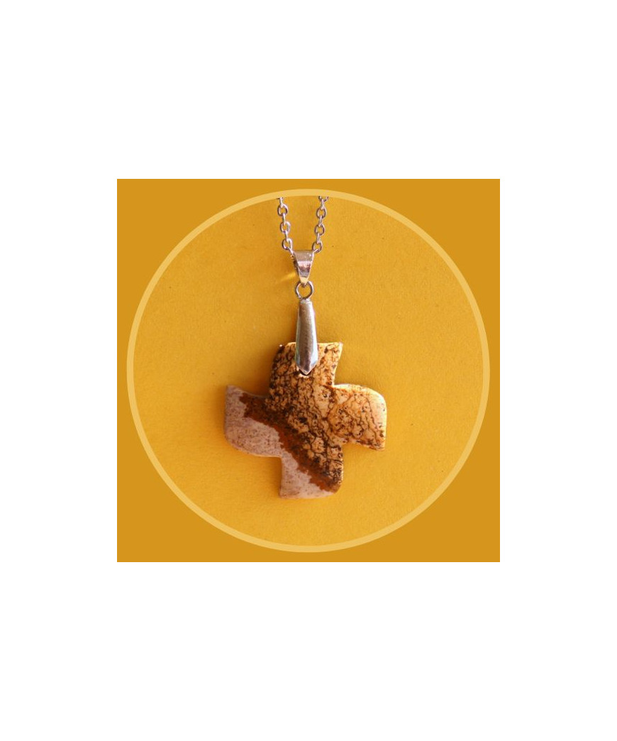 Pendentif Croix en Jaspe paysage