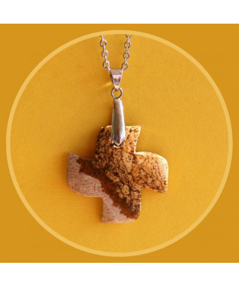 Pendentif Croix en Jaspe paysage
