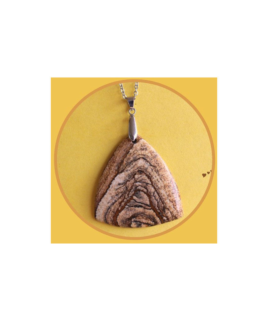 Pendentif triangle en Jaspe paysage
