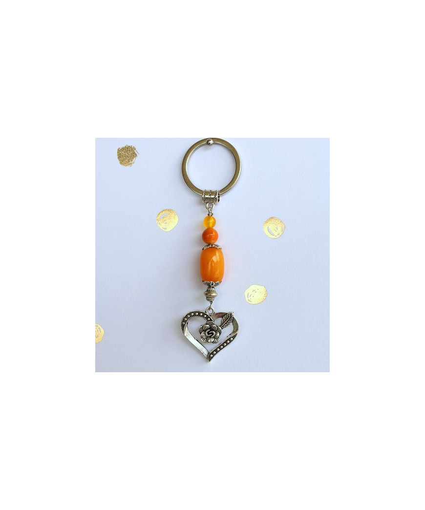 Porte-clefs Cœur en Agate jaune
