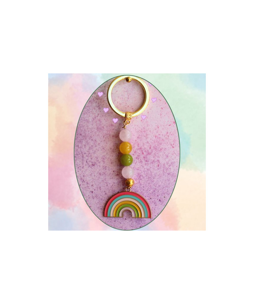 Porte-clefs Arc en ciel doré