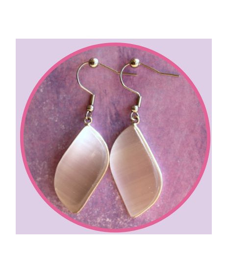 Boucles d'oreilles  en Agate Œil de chat blanche