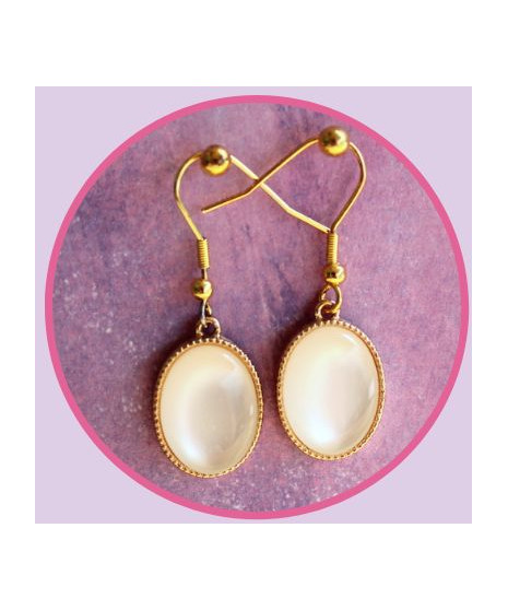 Boucles d'oreilles  en Agate Œil de chat blanche