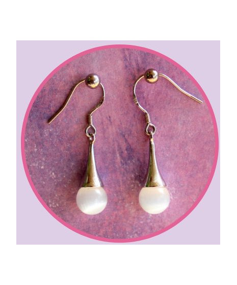 Boucles d'oreilles  en Agate Œil de chat blanche