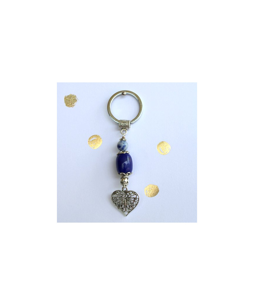 Porte-clefs Cœur Jade et Sodalite