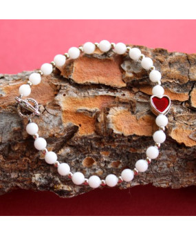 Bracelet Cœur en Jade blanc