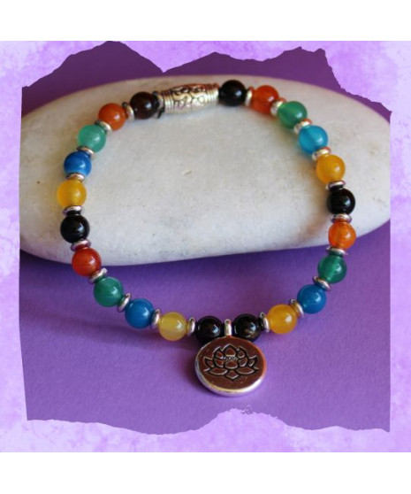 Bracelet Lotus en Agate multicolore