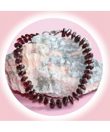 Bracelet Grenat en pierres irrégulières
