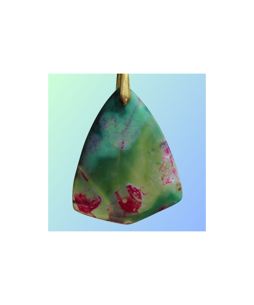 Pendentif Agate feu vert et rose