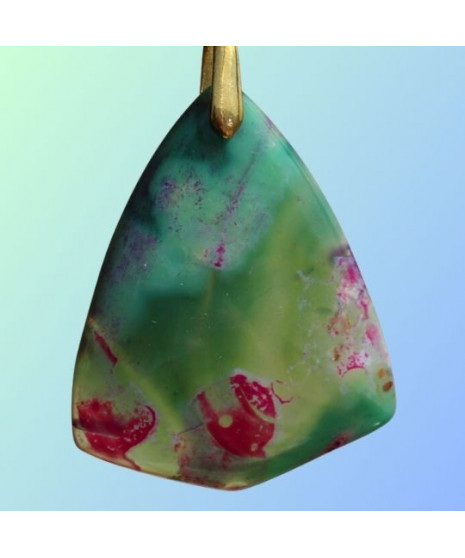 Pendentif Agate feu vert et rose