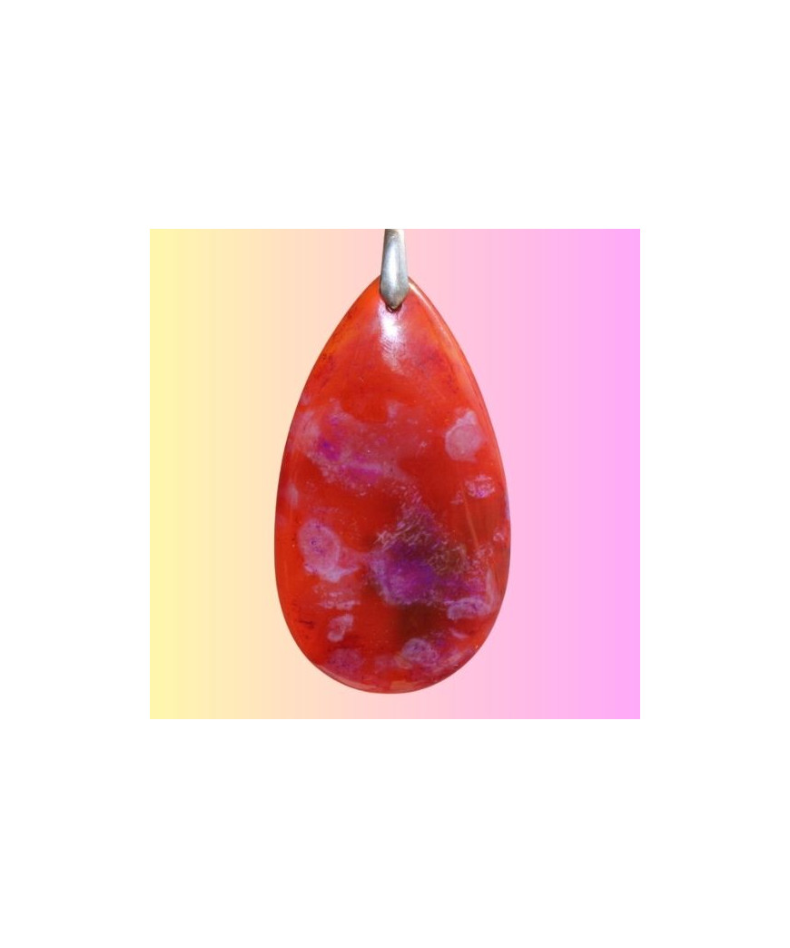 Pendentif Agate feu rouge  et violet