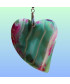 Pendentif Cœur Agate feu vert  et rose