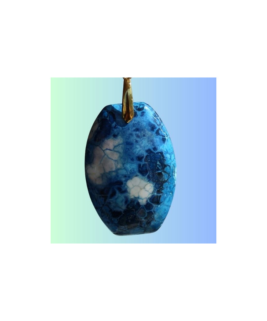 Pendentif Agate feu bleu et blanc