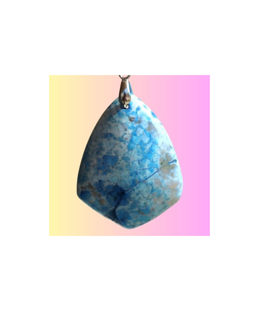 Pendentif Agate feu bleu et blanc