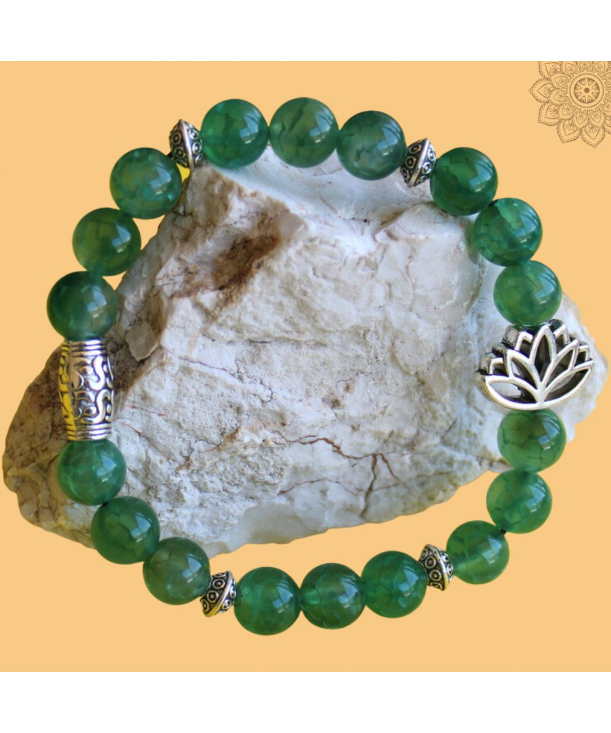 Bracelet Lotus en Agate verte