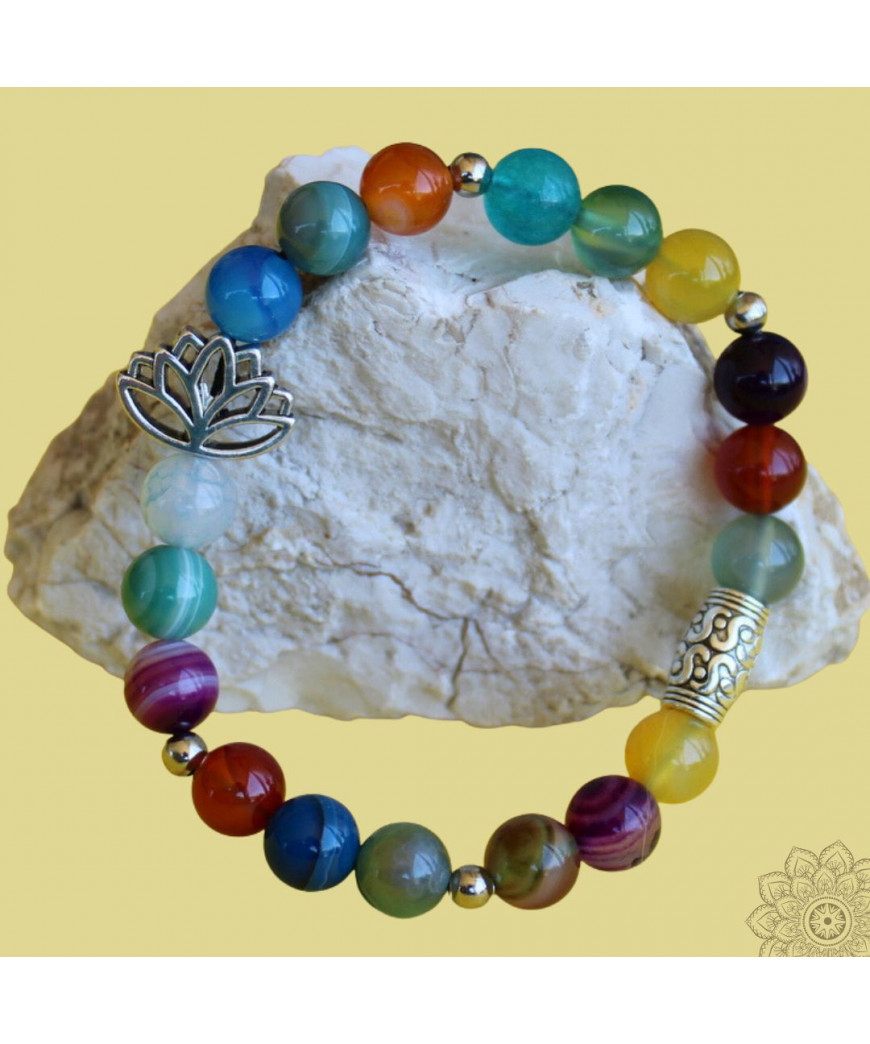 Bracelet Lotus en Agate multicolore