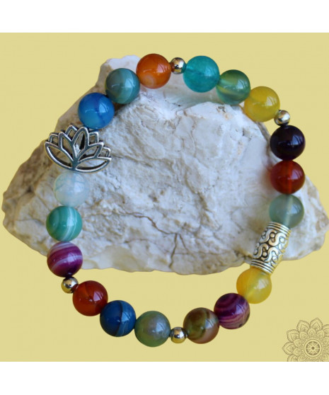 Bracelet Lotus en Agate multicolore