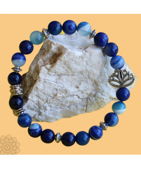 Bracelet Lotus en Agate bleue