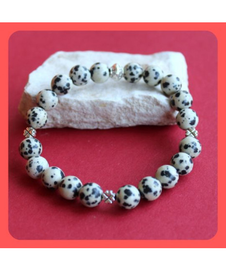 Bracelet Trèfles en Jaspe dalmatien