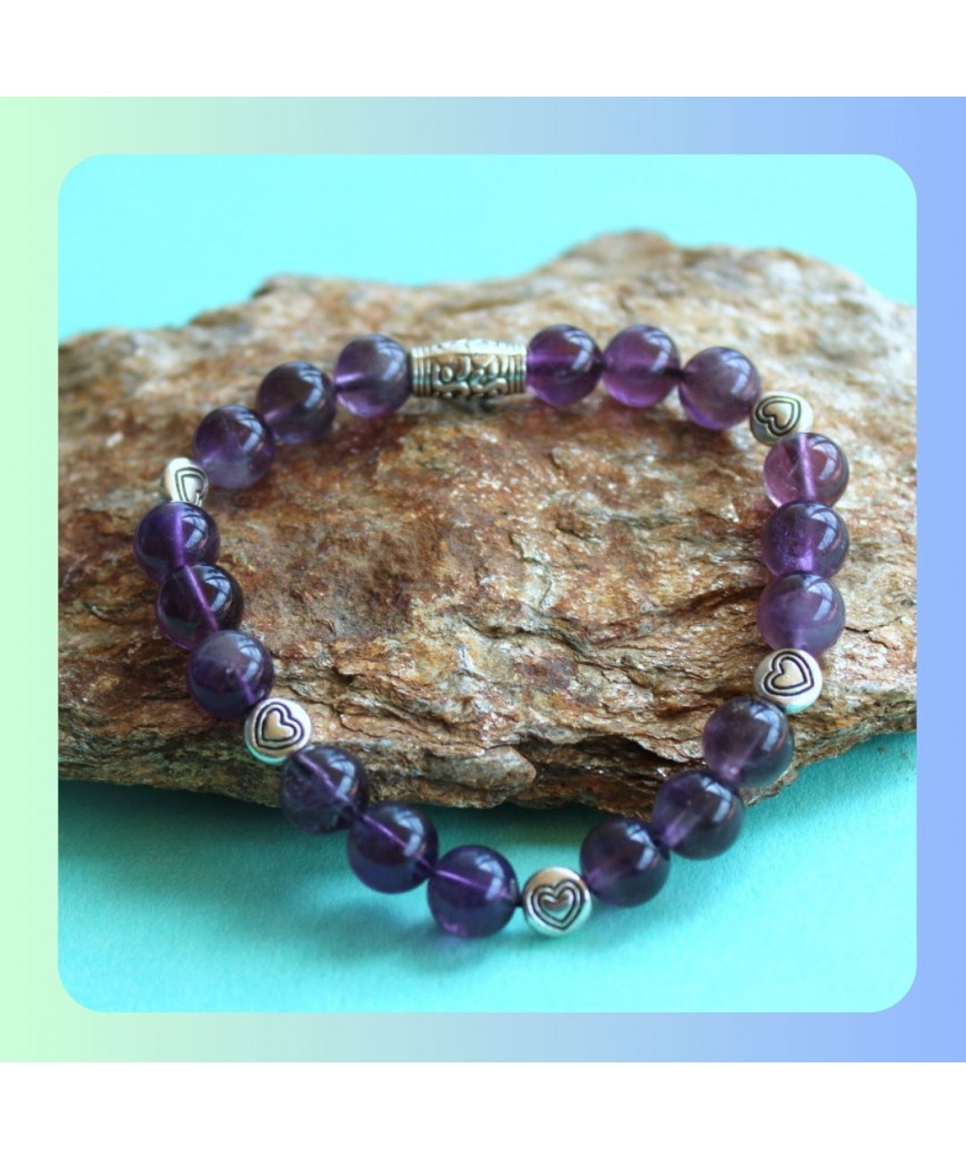 Bracelet Cœurs en Améthyste