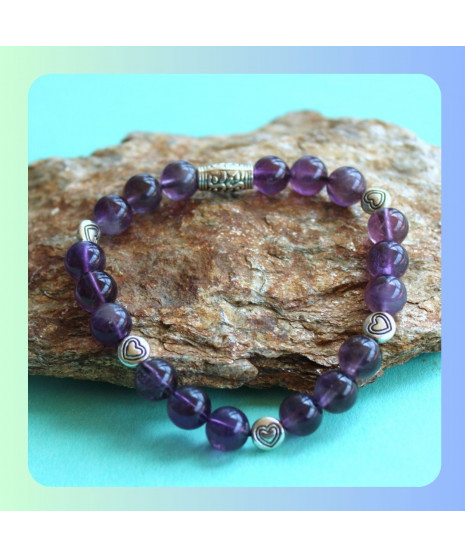 Bracelet Cœurs en Améthyste