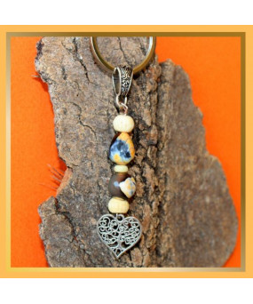 Porte-clefs Cœur en Agate feu