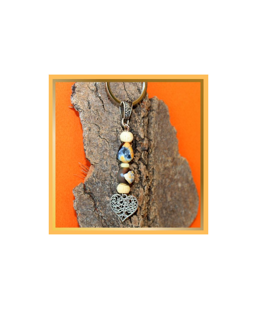 Porte-clefs Cœur en Agate feu