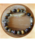 Bracelet Fleur de lotus en Œil de tigre