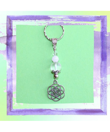 Porte-clefs Fleur de vie en Cristal de roche