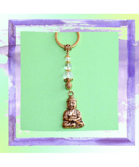 Porte-clefs Bouddha en Cristal de roche