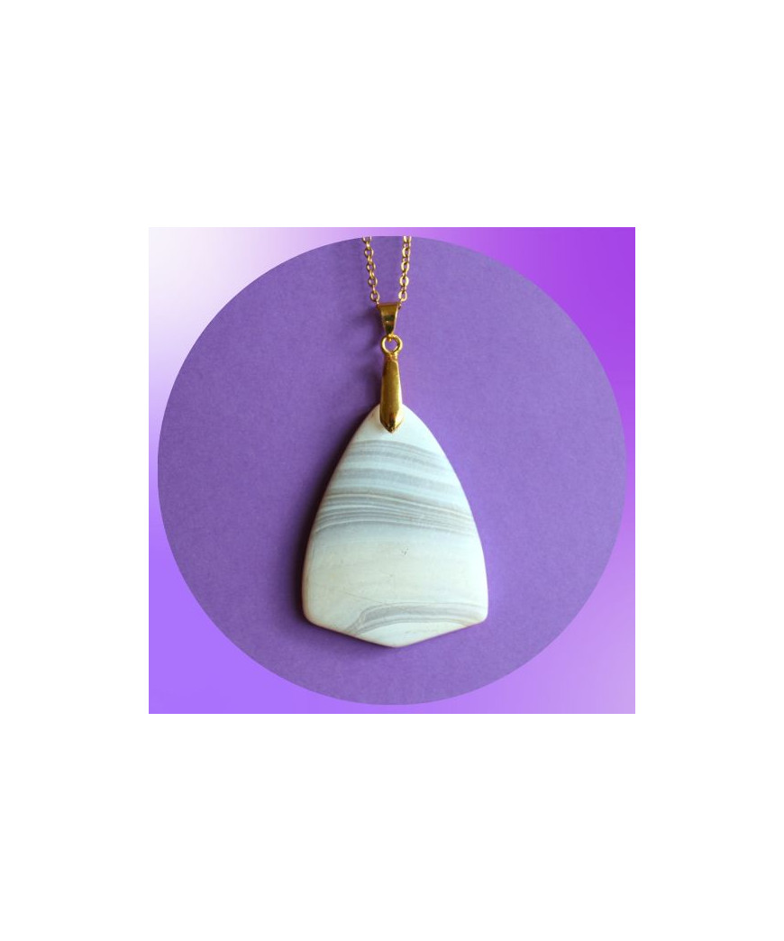 Pendentif en Agate blanche mate
