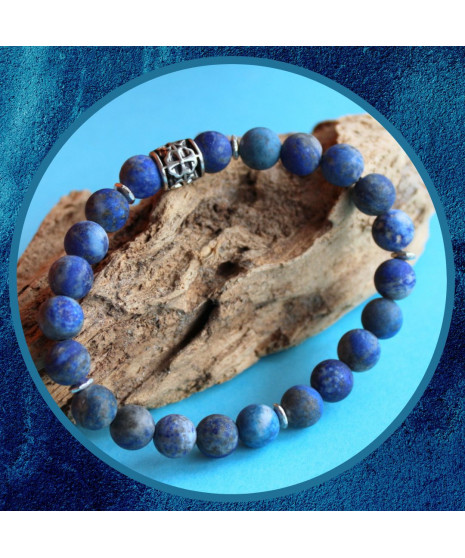 Bracelet Trèfle en Lapis Lazuli mat
