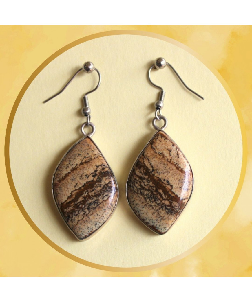 Boucles d'oreilles en Jaspe Paysage