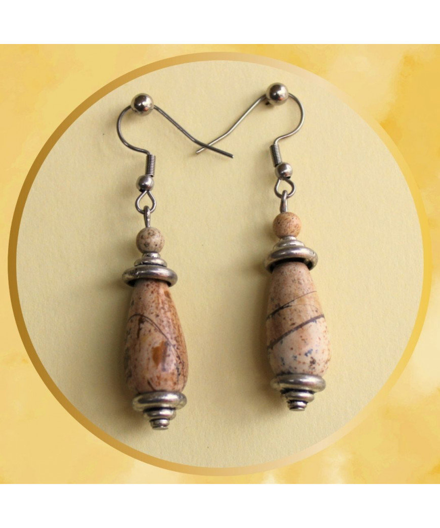 Boucles d'oreilles en Jaspe Paysage